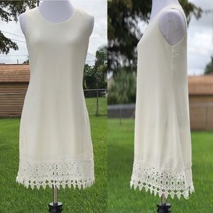 🌻 TOBI Small White Shift Lace Mini Tunic Dress